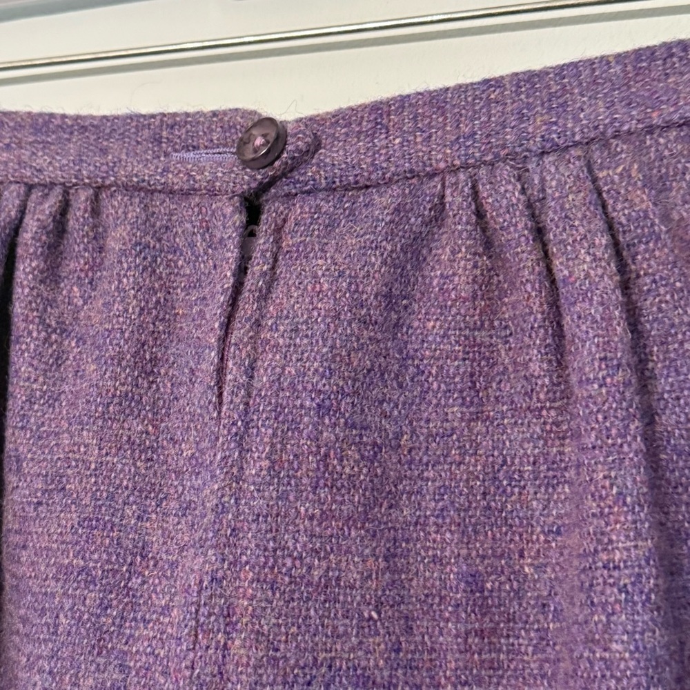 Vintage Avoca Handweavers Ireland Purple Wool  Skirt Pink Satin Lined Sz S - Picture 4 of 11